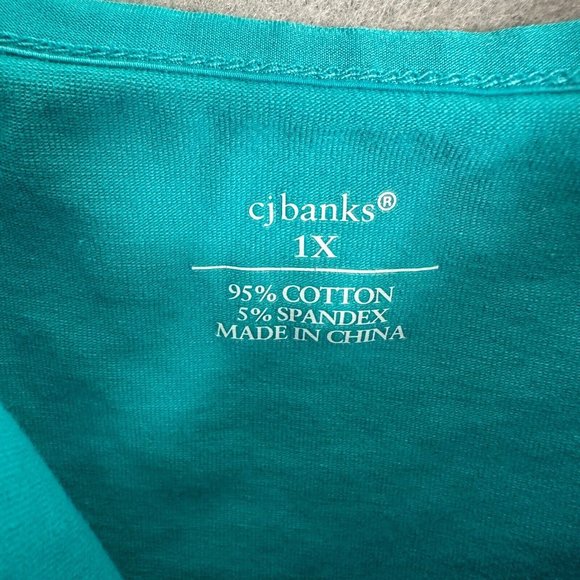 CJ Banks Womens Tank Top Sleeveless Spaghetti Strap Blue Turquoise Size 1X - Picture 3 of 7